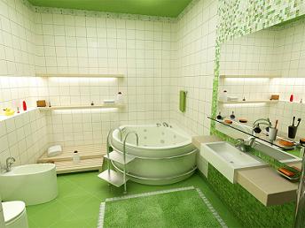 ванная комната в зеленом цвете